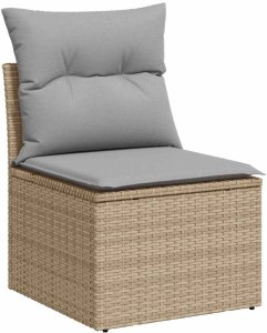 vidaXL 7-częściowy zestaw sofy ogrodowej z poduszkami beżowy polirattan 5