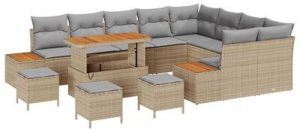 Zestaw Sof Ogrodowych vidaXL 12 Częściowy z Poduszkami Beżowy Poli Rattan Akacjowy, Sofa Ogrodowa vidaXL 2-osobowa z Przechowywaniem i Poduszkami Beżowy Poli Rattan, Zestaw Stołu i Krzeseł Ogrodowych vidaXL 3 Częściowy z Poduszkami Beżowy Poli Ra 13