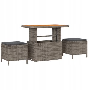 vidaXL Zestaw 12-częściowy kanap ogrodowych z poduszkami szary polirattan akacjowy 4