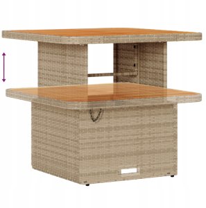 vidaXL Zestaw sofy ogrodowej 13-elementowy z poduszkami Beżowy Poli Rattan Akacja, Sofa ogrodowa 2-osobowa z funkcją przechowywania i poduszkami Beżowy Poli Rattan, Zestaw do jadalni ogrodowej 3-elementowy z poduszkami Beżowy Poli Rattan 9