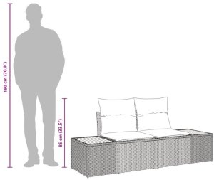 Sofa ogrodowa 2-osobowa vidaXL z poduszkami Czarny Polirattan 2