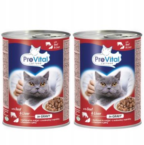 PREVITAL wołowina-wątróbka kawałki w sosie dla kota 415g x 2szt 1