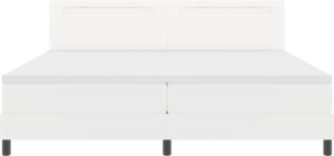 vidaXL Łóżko Box Spring z Materacem Białe 200x200 cm Sztuczna Skóra, Wezgłowie Prosty Design Czysta Biel 200 cm Sztuczna Skóra 4