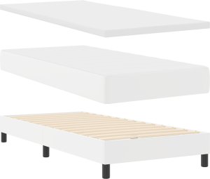 vidaXL Łóżko Box Spring z materacem Białe 100x200 cm ze sztucznej skóry 2