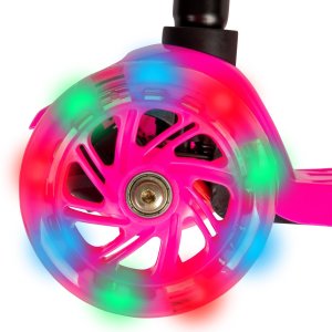 Różowa balansowa hulajnoga składana trójkołowa ze świecącymi kołami LED 2