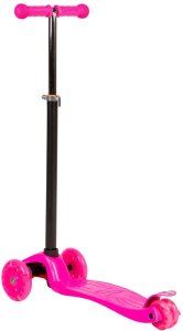 Różowa balansowa hulajnoga składana trójkołowa ze świecącymi kołami LED 9