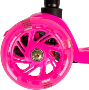 Różowa balansowa hulajnoga składana trójkołowa ze świecącymi kołami LED 10