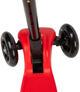 Czerwona balansowa hulajnoga składana trójkołowa ze świecącymi kołami LED 3