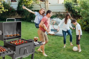 Duży grill węglowy ogrodowy ruszt z pokrywą popielnik termometr otwieracz 15