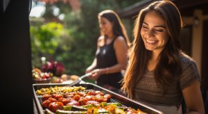 Duży grill węglowy ogrodowy ruszt z pokrywą popielnik termometr otwieracz 2