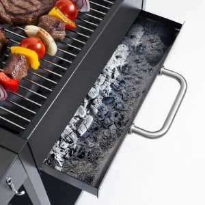 Bauerkraft Duży grill węglowy ogrodowy ruszt z pokrywą szuflada na popiół termometr 6
