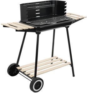 Grill węglowy ogrodowy na kółkach z 3 półkami 3