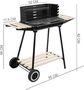 Grill węglowy ogrodowy na kółkach z 3 półkami 4