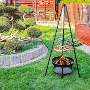 Palenisko trójnóg duży grill ogniskowy ogrodowy wiszący 2w1 14