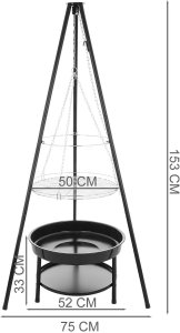 Palenisko trójnóg duży grill ogniskowy ogrodowy wiszący 2w1 6
