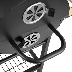 Bauerkraft Duży zamykany grill węglowy ogrodowy na kółkach z półkami i paleniskiem 11