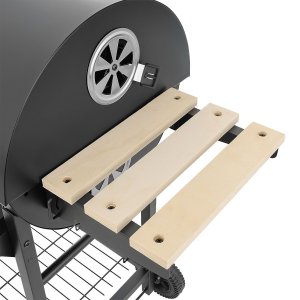 Bauerkraft Duży zamykany grill węglowy ogrodowy na kółkach z półkami i paleniskiem 14