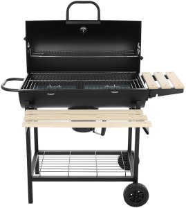 Bauerkraft Duży zamykany grill węglowy ogrodowy na kółkach z półkami i paleniskiem 3