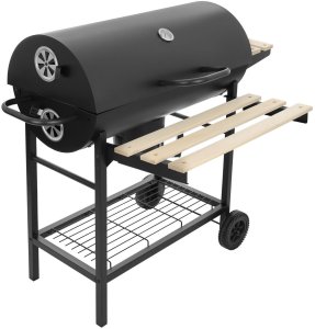 Bauerkraft Duży zamykany grill węglowy ogrodowy na kółkach z półkami i paleniskiem 5