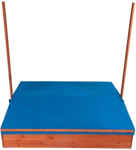 Bauerkraft Drewniana piaskownica ogrodowa z daszkiem zamykana z ławkami 120x120 niebieska 2