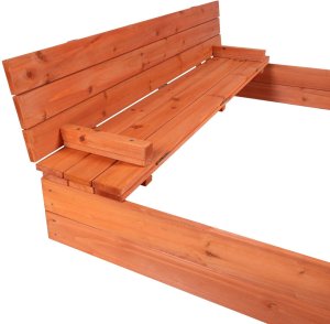 Bauerkraft Drewniana piaskownica ogrodowa z daszkiem zamykana z ławkami 120x120 niebieska 10