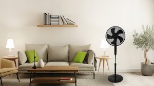 Wentylator Bauerkraft Wentylator podłogowy wiatrak stojący 5 łopatek mocny cichy timer pilot 3 tryby regulacja 45W czarny 11