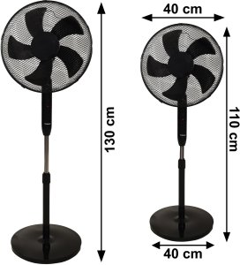 Wentylator Bauerkraft Wentylator podłogowy wiatrak stojący 5 łopatek mocny cichy timer pilot 3 tryby regulacja 45W czarny 12