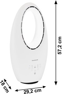 Nowoczesny wentylator stojący bezłopatkowy podłogowy pilot timer LED kolory biały 3 tryby obrotowy 10