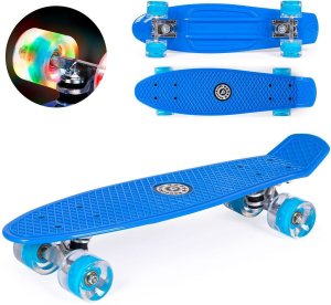 Deskorolka typu fiszka ze święcącymi kołami LED niebieska 2