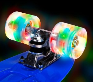 Deskorolka typu fiszka ze święcącymi kołami LED niebieska 10