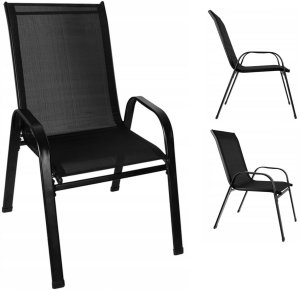 Zestaw 2 krzeseł - nowoczesne metalowe krzesło ogrodowe czarne 15