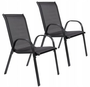 Zestaw 2 krzeseł - nowoczesne metalowe krzesło ogrodowe czarne 2