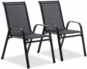 Zestaw 2 krzeseł - nowoczesne metalowe krzesło ogrodowe czarne 3