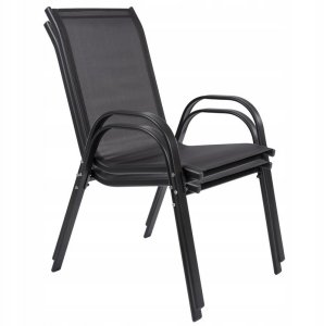 Zestaw 2 krzeseł - nowoczesne metalowe krzesło ogrodowe czarne 7