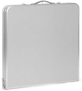 Stolik turystyczny stół składany ogrodowy walizka z uchwytem do przenoszenia i regulacją wysokości i zestawem 4 krzesełek 120x60x70 cm srebrny 4