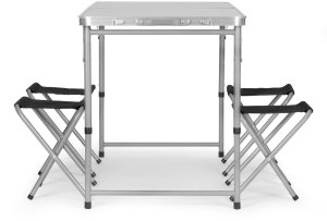 Stolik turystyczny stół składany ogrodowy walizka z uchwytem do przenoszenia i regulacją wysokości i zestawem 4 krzesełek 120x60x70 cm srebrny 7