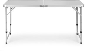 Stolik turystyczny stół składany ogrodowy walizka z uchwytem do przenoszenia i regulacją wysokości i zestawem 4 krzesełek 120x60x70 cm srebrny 9