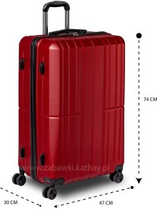Duża walizka podróżna bordo ABS zamek szyfrowy + waga bagażowa gratis 8