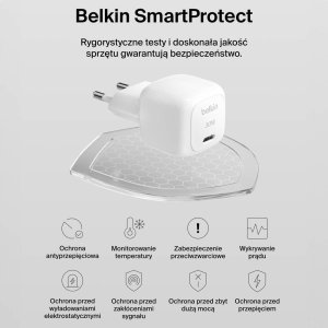Ładowarka Belkin Ładowarka USB-C PD 30W, mała, biała + kabel Lightning 8