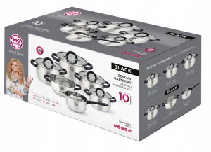 ZESTAW GARNKÓW BLACK INOX 10 ELEMENTÓW 10