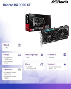 Karta graficzna ASRock Radeon RX 9060 XT Challenger OC 16GB GDDR6 (RX9060XT CL 16GO) 7
