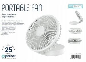 PLATINET BATTERY DESK FAN WENTYLATOR BIURKOWY 2X1200 MAH 3 LEVEL [46053] 6