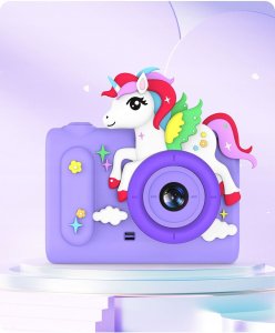 Aparat Cyfrowy 40mp Kamera Hd Obiektyw Selfie Dla Dziecka Gry Mp3 / Xrec H05 / Fioletowy Jednorożec 4