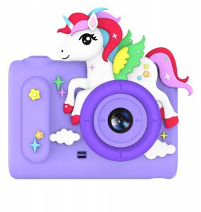 Aparat Cyfrowy 40mp Kamera Hd Obiektyw Selfie Dla Dziecka Gry Mp3 / Xrec H05 / Fioletowy Jednorożec 6