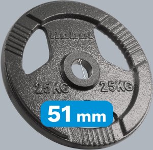 Obciążenie żeliwne olimpijskie 25kg, otwór 51mm, talerz z uchwytami, REBEL ACTIVE 8