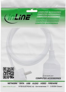 InLine® Strom-Verlängerung Schutzkontakt Stecker gewinkelt / Buchse, weiß, 1,5m 2