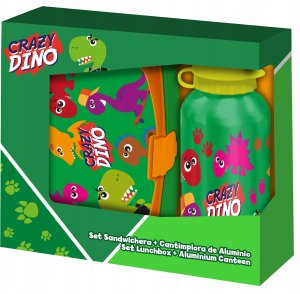 Zestaw Bidon aluminiowy + śniadaniówka Crazy Dino KL10834 Kids Euroswan 1