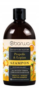 BARWA Receptury Natury Szampon oczyszczający do włosów cienkich i przetłuszczających się - Propolis & Łopian 1