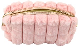 Kosmetyczka Pluszowa Z Uchwytem Pojemna Różowa 20cm 2