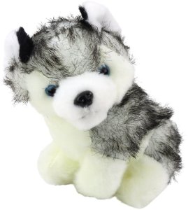 Piesek Husky W Torebce Pluszowy Maskotka Przytulanka Biało Szary 2